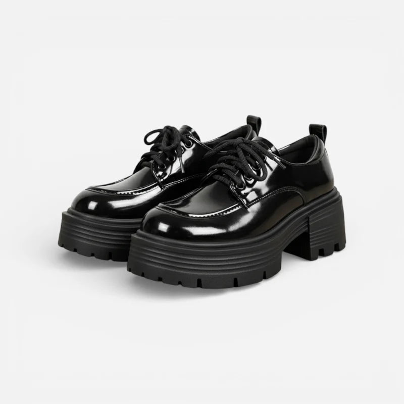 Mocassin Plateforme Cuir Vernis Femme