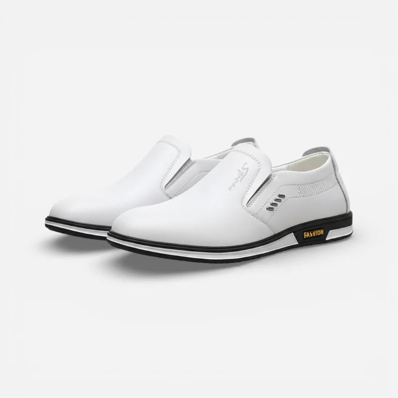 Mocassin Blanc Cuir Homme Design