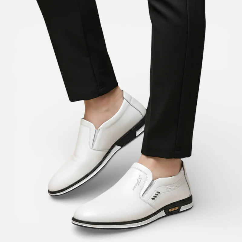Mocassin Blanc Cuir Homme Design