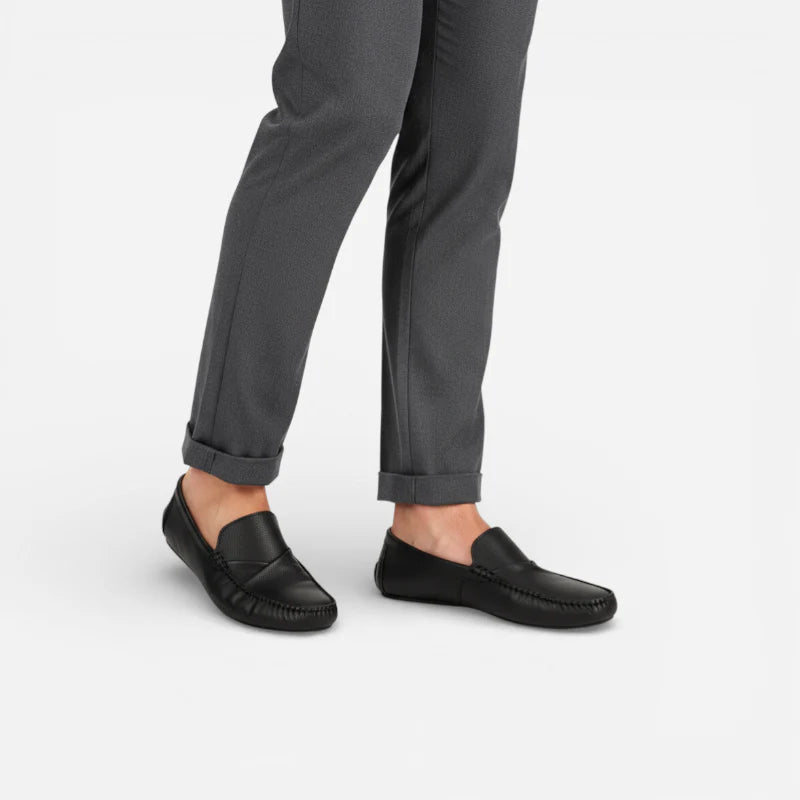 Mocassins Homme Cuir Souple Noir