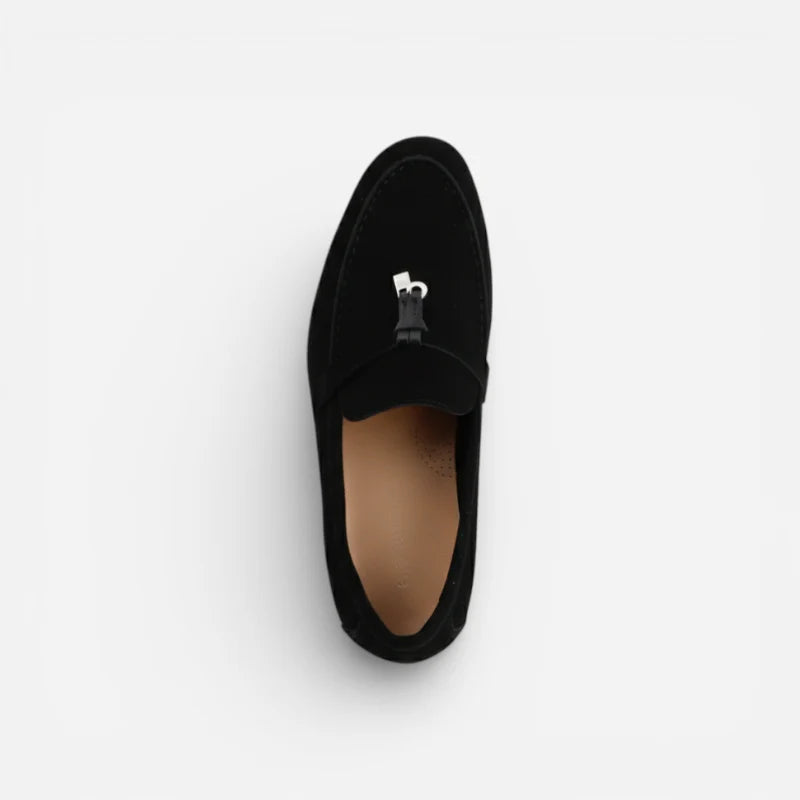Mocassins à Glands Aspect Daim Noir