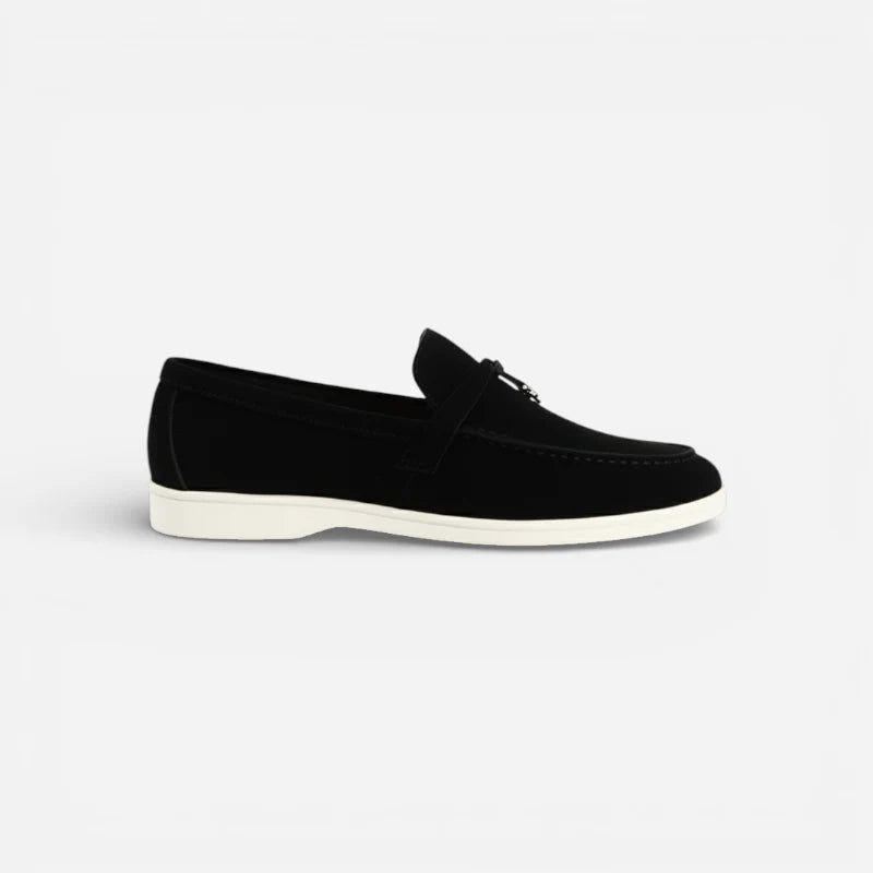 Mocassins à Glands Aspect Daim Noir