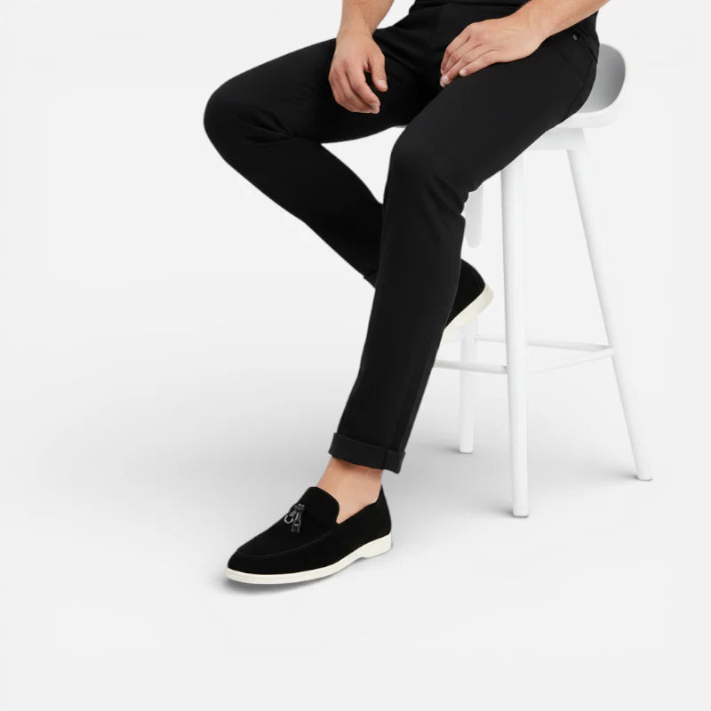 Mocassins à Glands Aspect Daim Noir