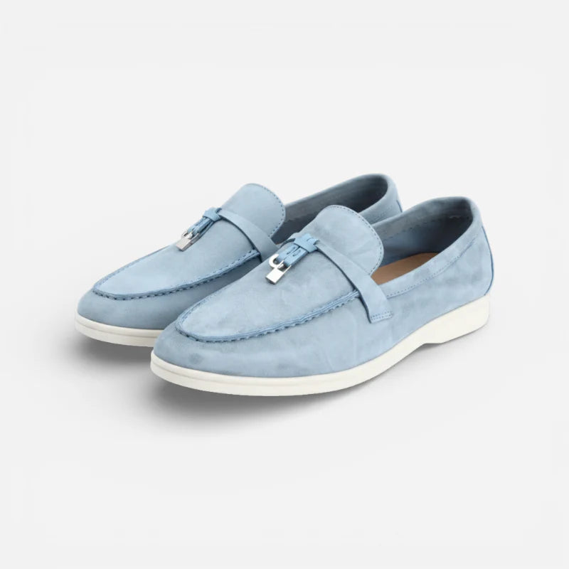 Mocassin Daim Bleu Ciel à Glands