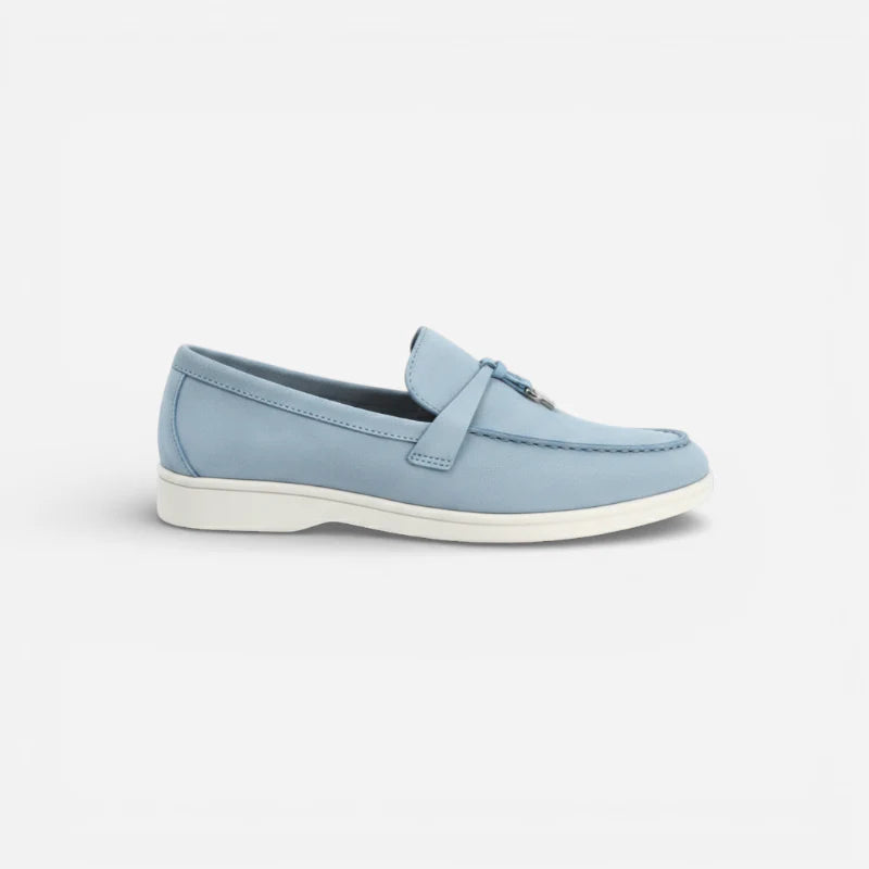 Mocassin Daim Bleu Ciel à Glands