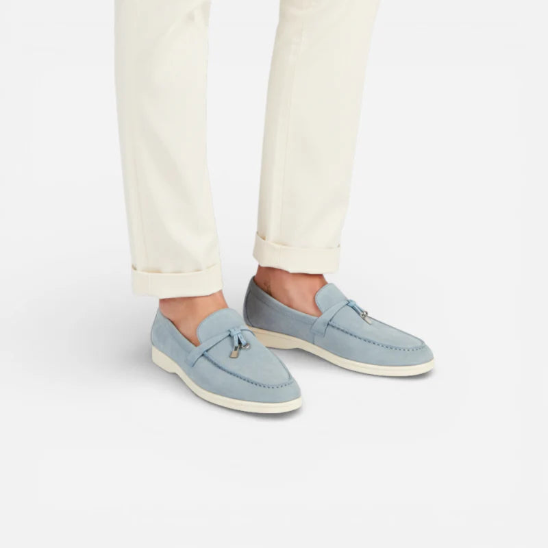Mocassin Daim Bleu Ciel à Glands