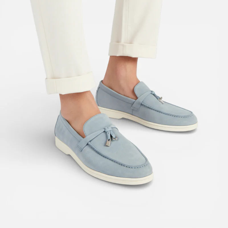 Mocassin Daim Bleu Ciel à Glands