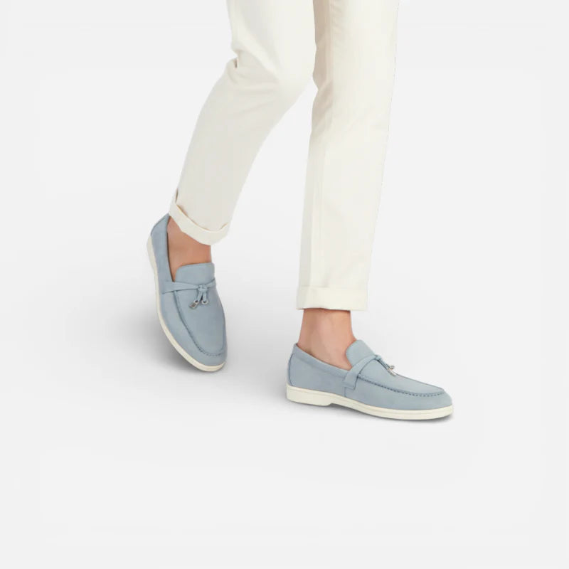 Mocassin Daim Bleu Ciel à Glands