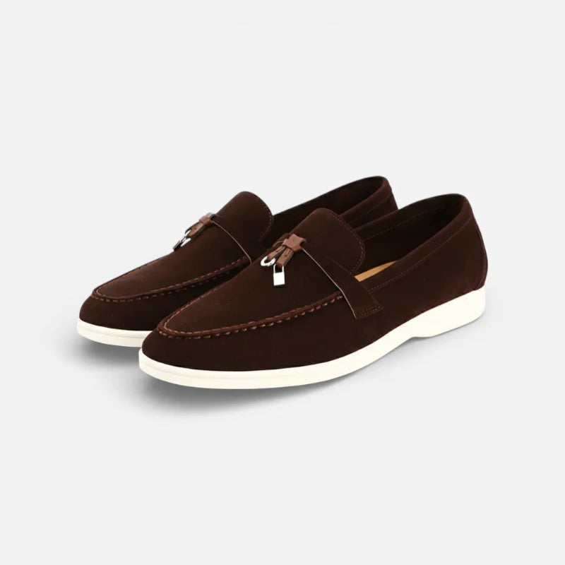 Mocassins à Glands Marron En Daim