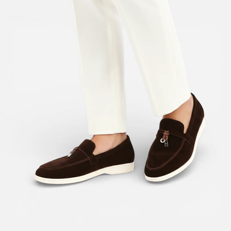 Mocassins à Glands Marron En Daim