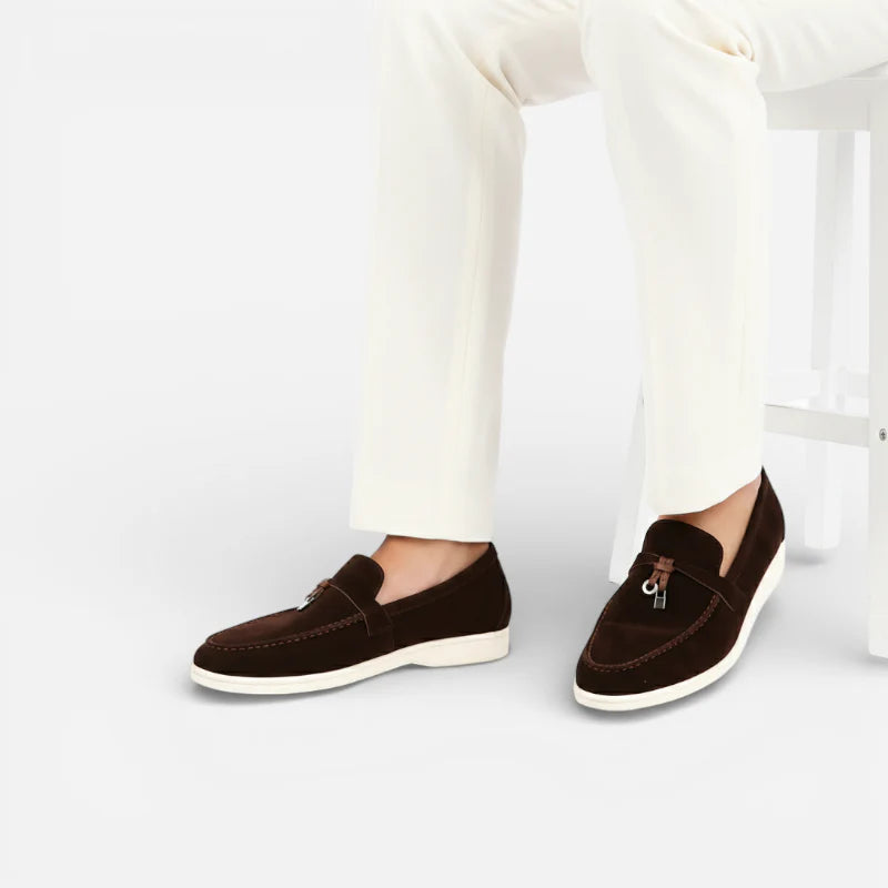 Mocassins à Glands Marron En Daim