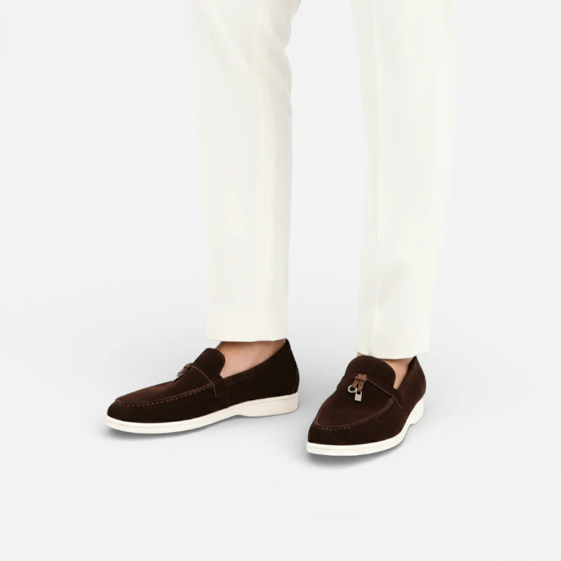 Mocassins à Glands Marron En Daim