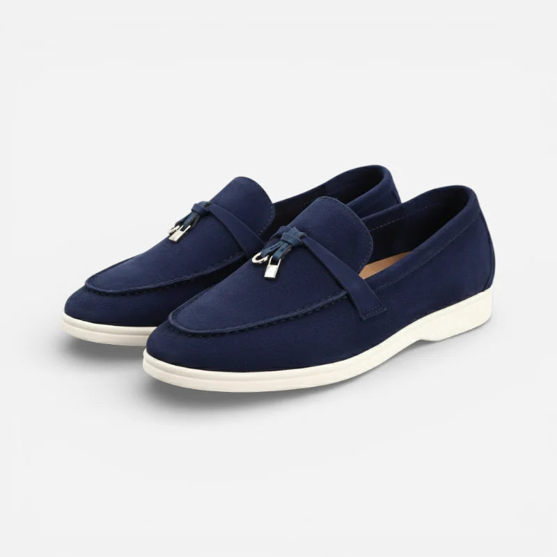 Mocassins à Glands En Daim Bleu Marine