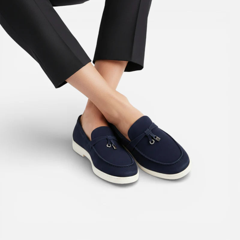 Mocassins à Glands En Daim Bleu Marine