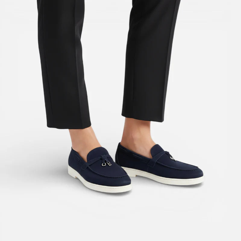 Mocassins à Glands En Daim Bleu Marine