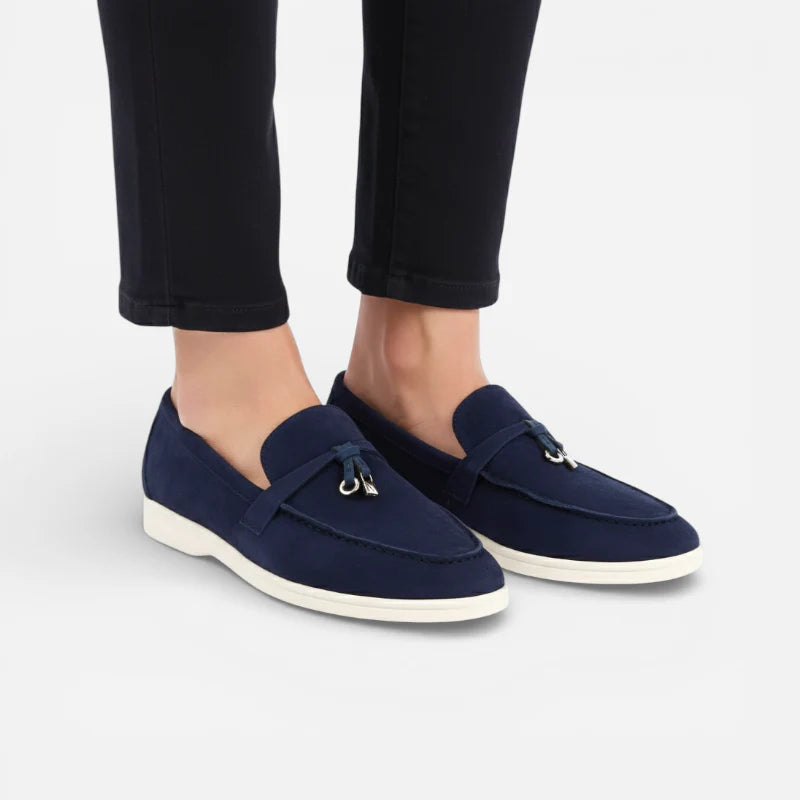 Mocassins à Glands En Daim Bleu Marine