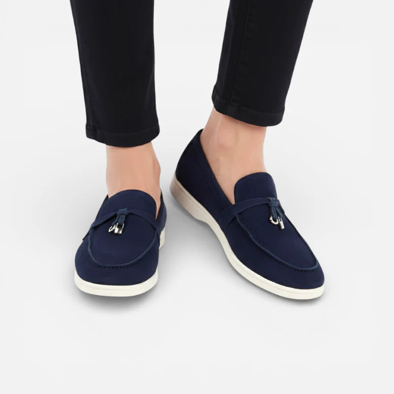 Mocassins à Glands En Daim Bleu Marine