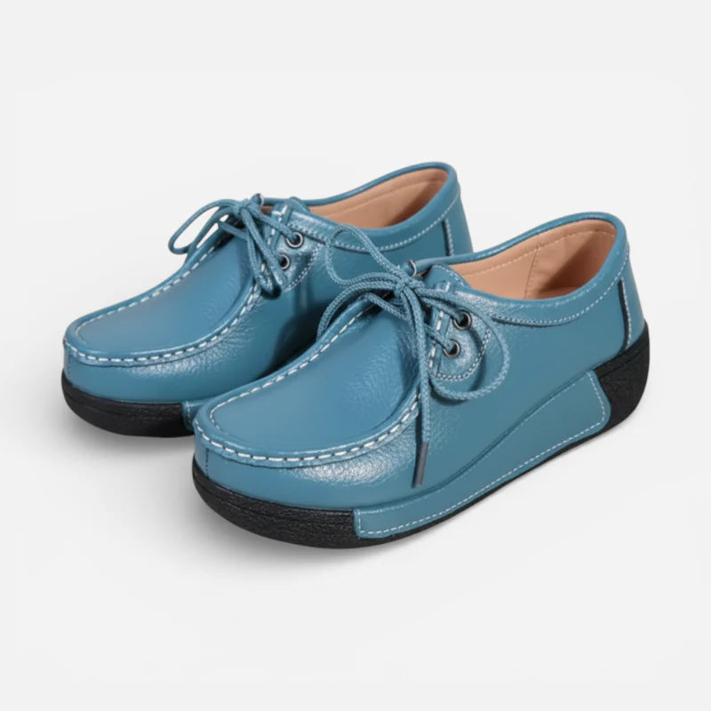 Mocassin Femme Cuir Bleu Turquoise