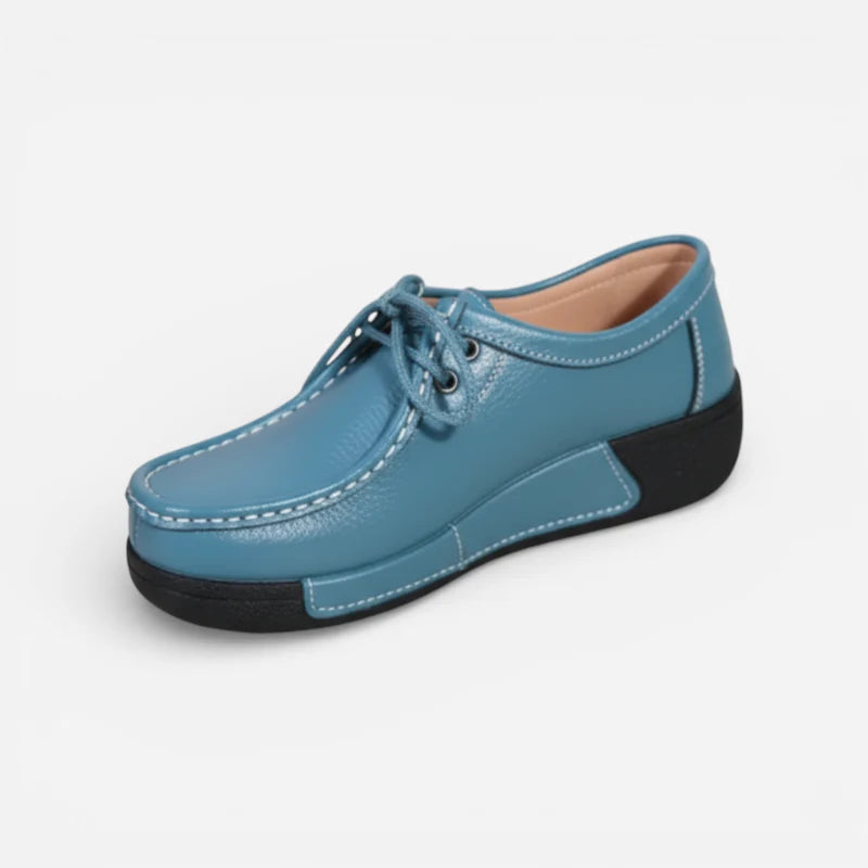 Mocassin Femme Cuir Bleu Turquoise
