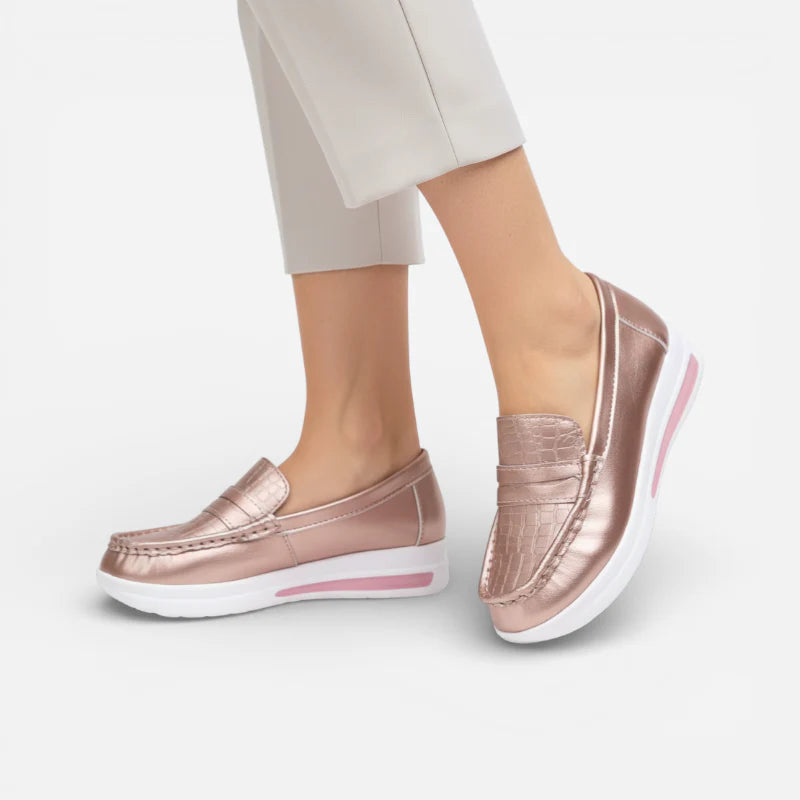 Mocassin Rose Pailleté Pour Femme