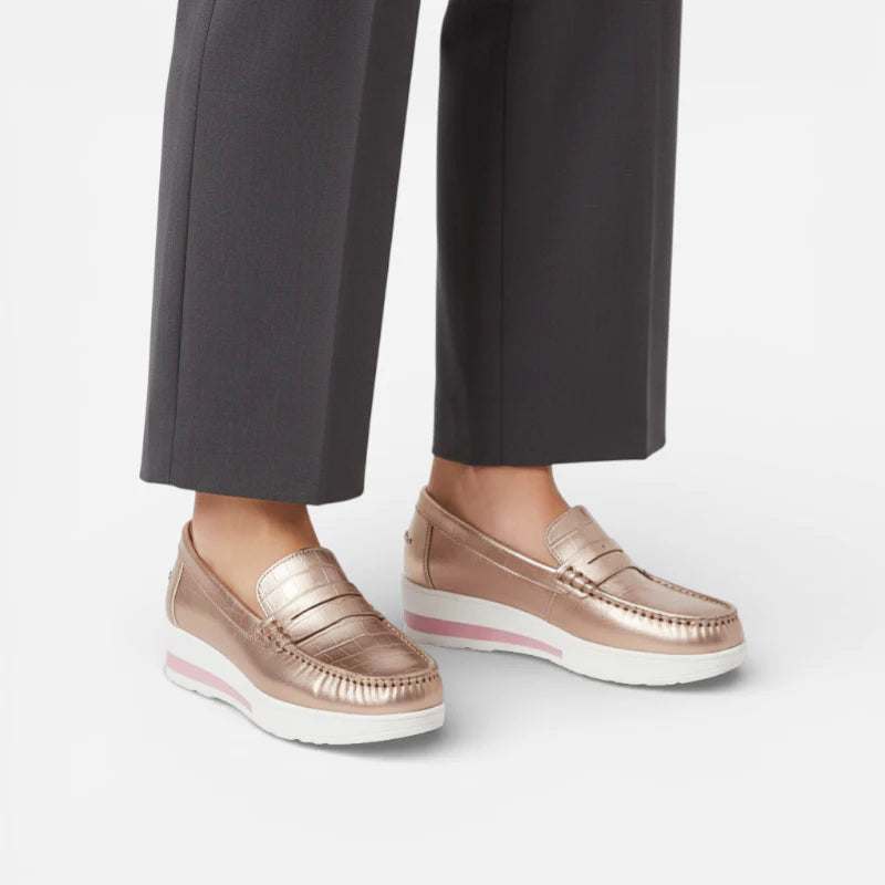 Mocassin Rose Pailleté Pour Femme
