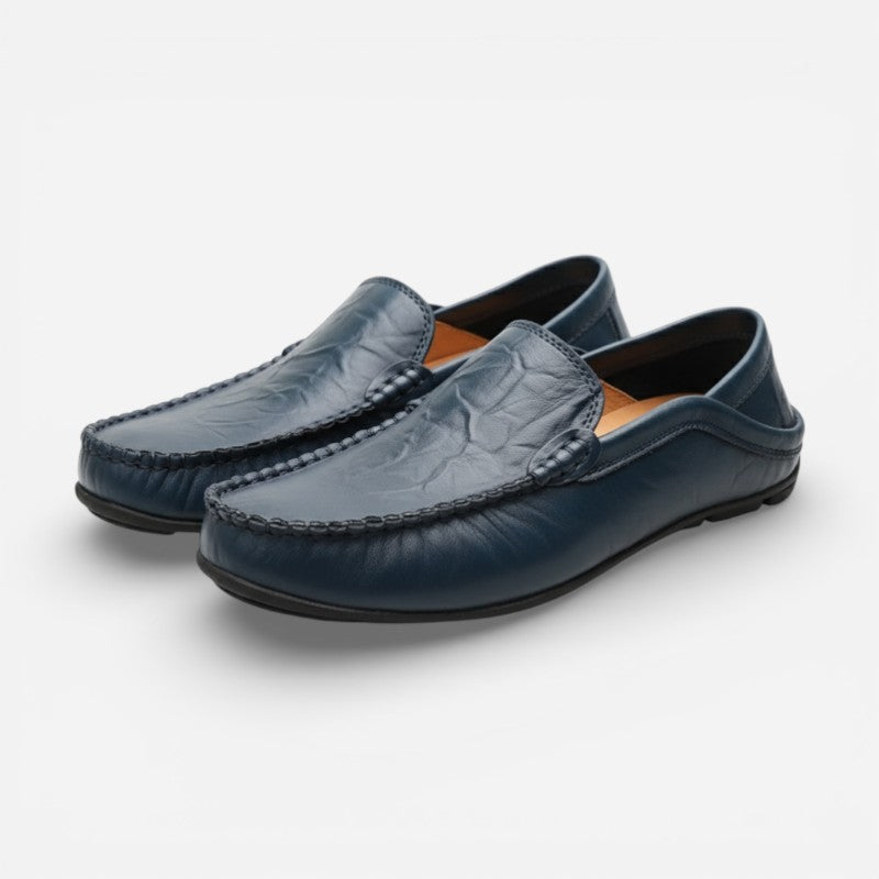 Mocassin Cuir Bleu Marine Pour Homme