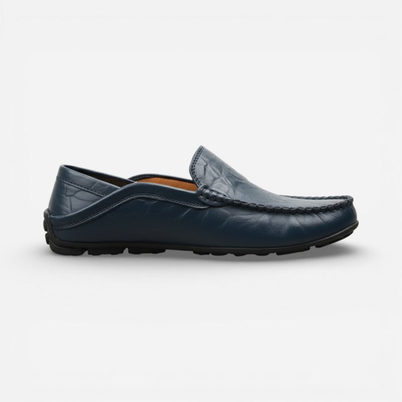 Mocassin Cuir Bleu Marine Pour Homme