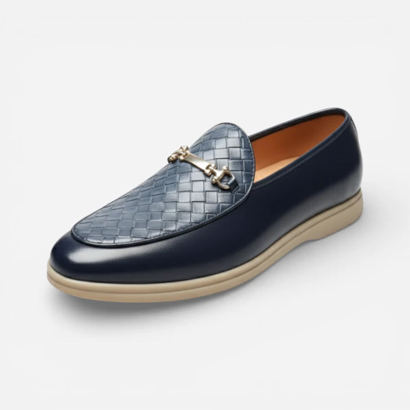Mocassin En Cuir Bleu Marine Homme