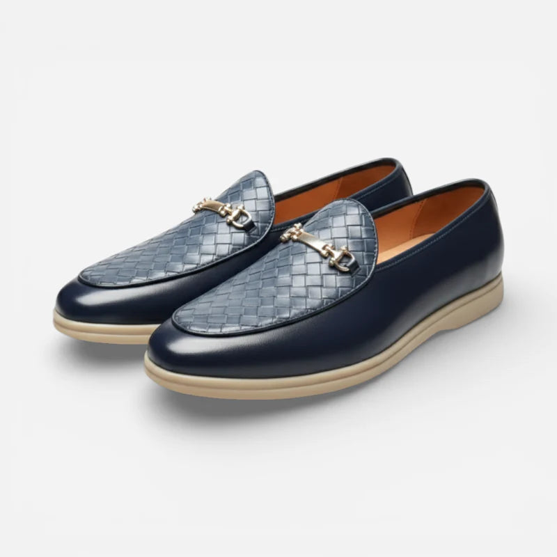 Mocassin En Cuir Bleu Marine Homme