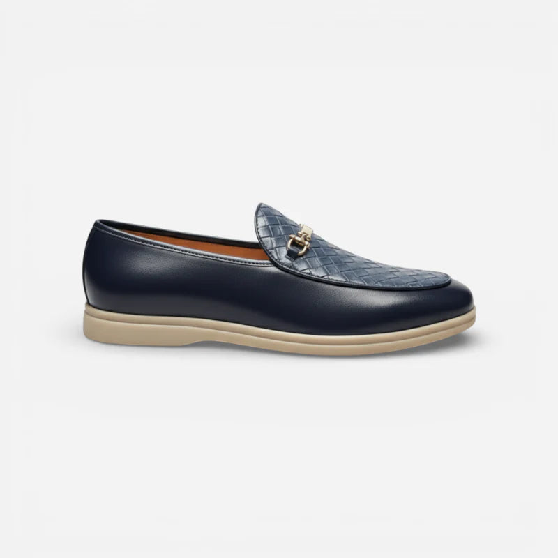 Mocassin En Cuir Bleu Marine Homme