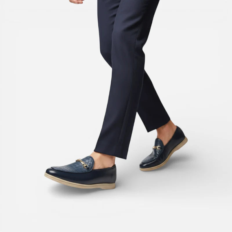 Mocassin En Cuir Bleu Marine Homme
