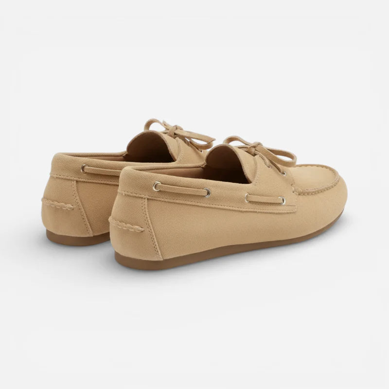 Mocassin En Daim Beige à Lacets Pour Femme