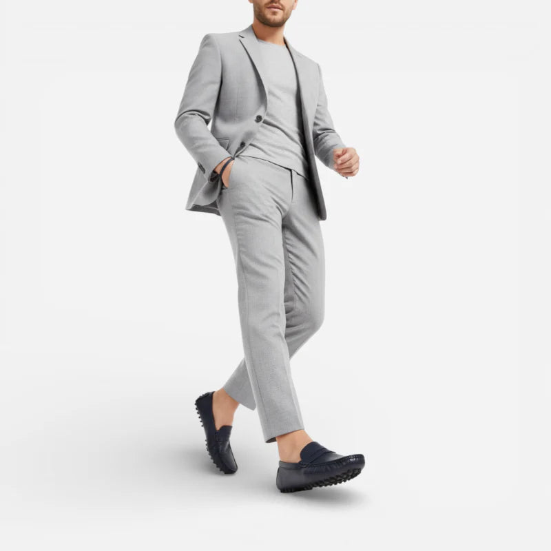 Mocassin Pour Bateau En Cuir Vernis Bleu Marine Homme