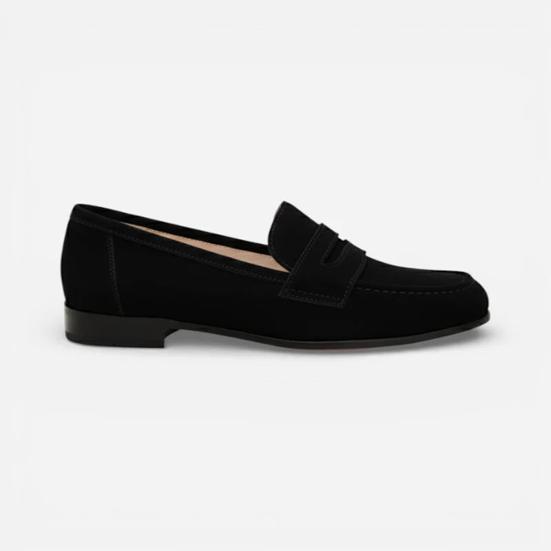 Mocassin Femme Talon En Daim Noir