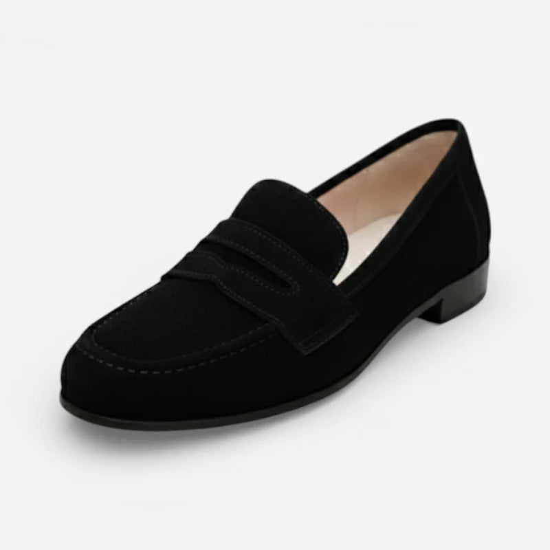 Mocassin Femme Talon En Daim Noir
