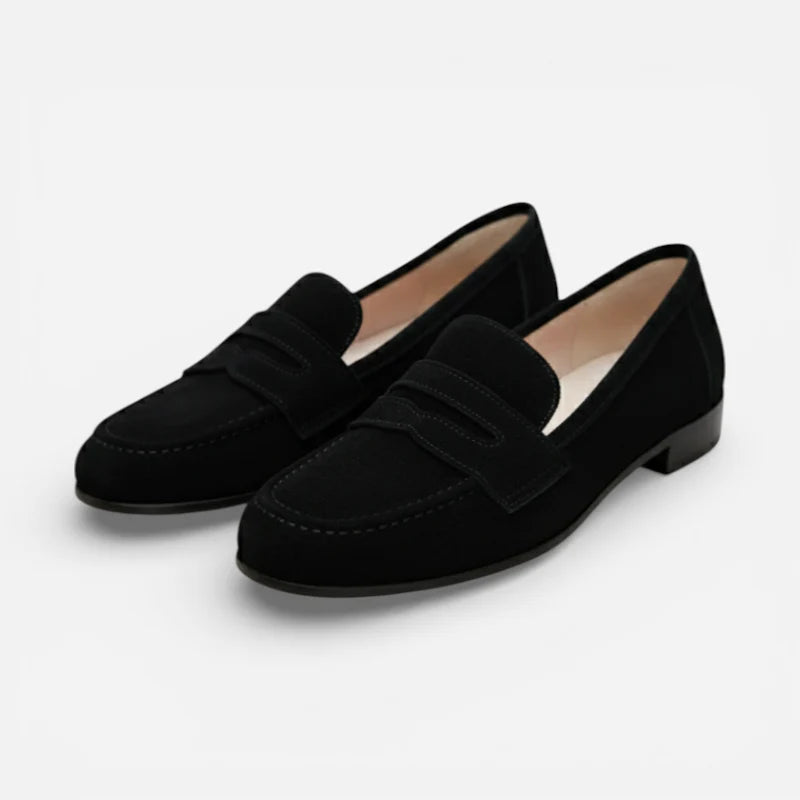 Mocassin Femme Talon En Daim Noir