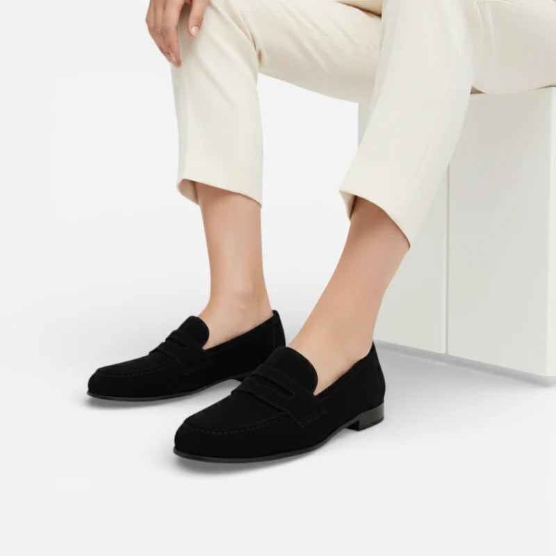 Mocassin Femme Talon En Daim Noir