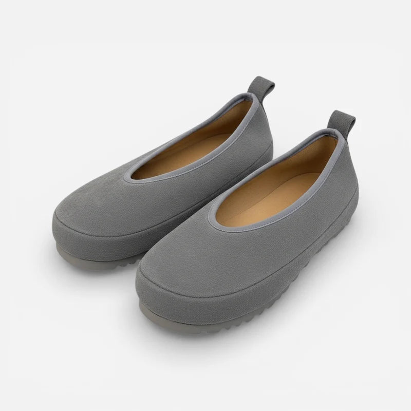 Mocassin Femme Daim Gris Compensé