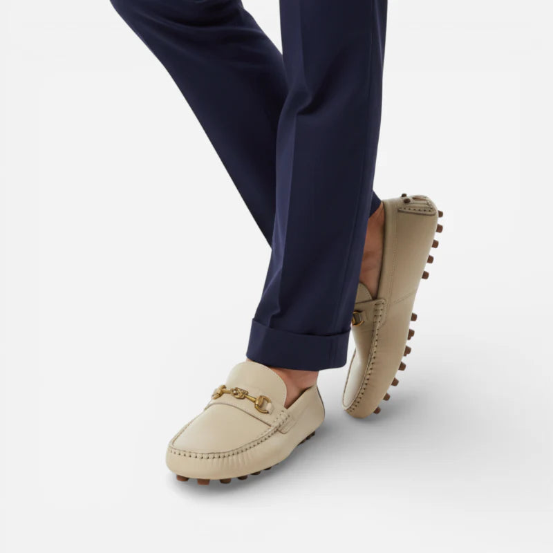 Mocassin Premium Cuir Véritable Beige Homme
