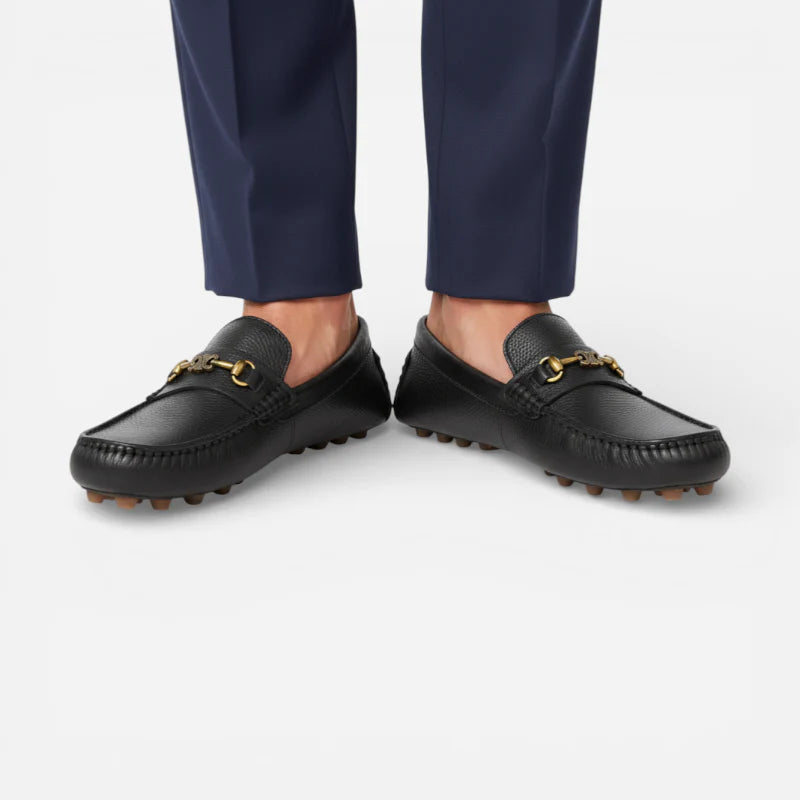 Mocassin Premium Cuir Véritable Noir Homme