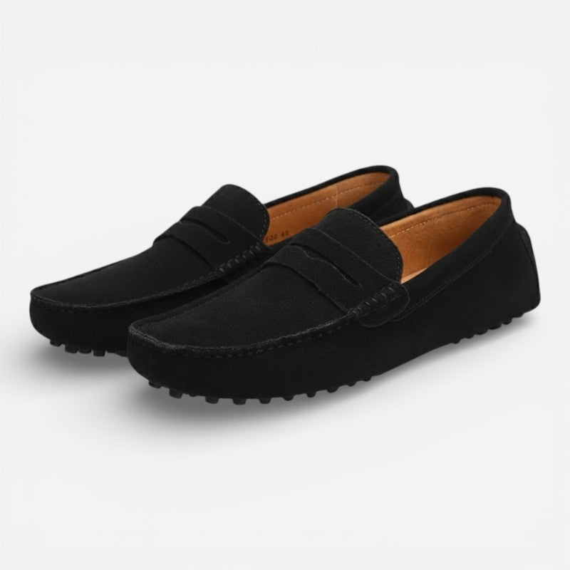 Mocassin Noir Daim Homme Chic Vintage