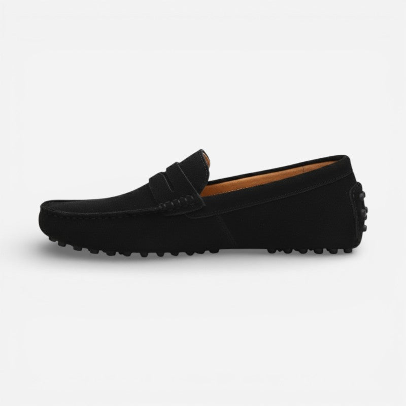Mocassin Noir Daim Homme Chic Vintage
