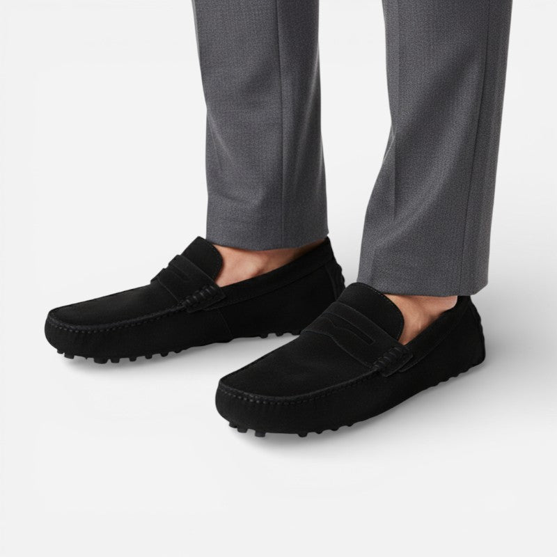 Mocassin Noir Daim Homme Chic Vintage