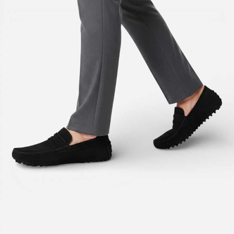 Mocassin Noir Daim Homme Chic Vintage