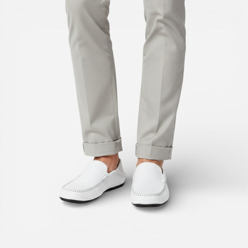 Mocassin Cuir Blanc Homme