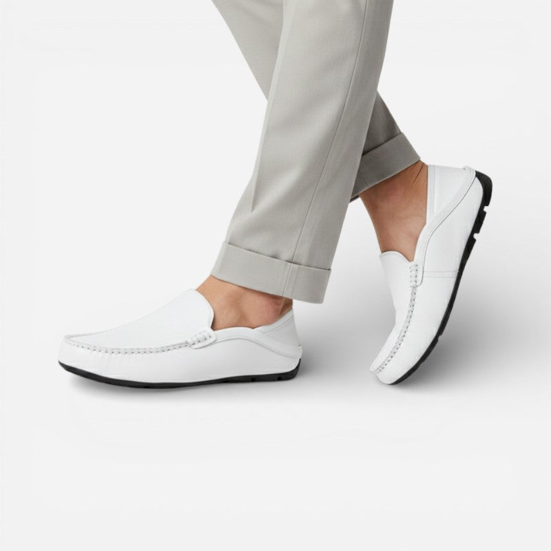 Mocassin Cuir Blanc Homme