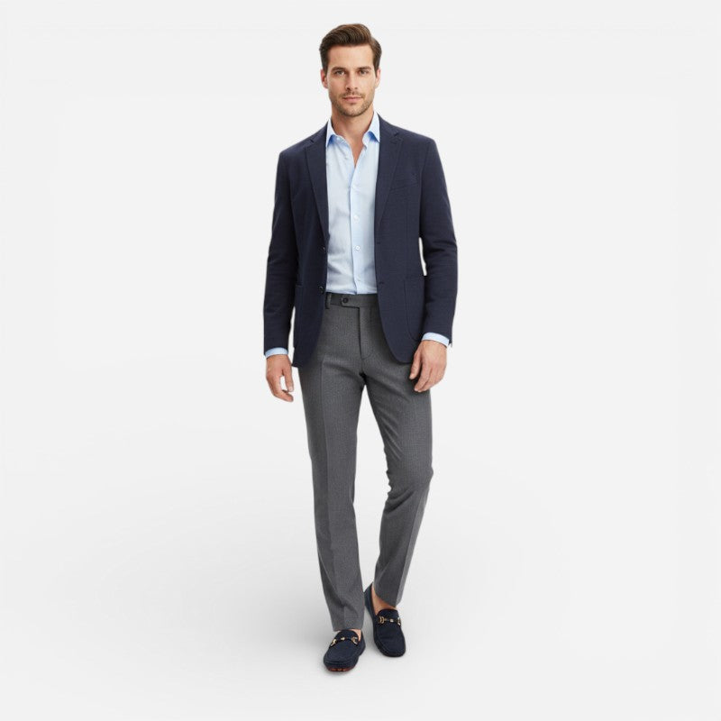 Mocassin En Daim Bleu Marine Avec Broche Pour Homme