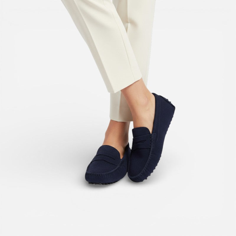 Mocassin En Daim Violet Pour Femme
