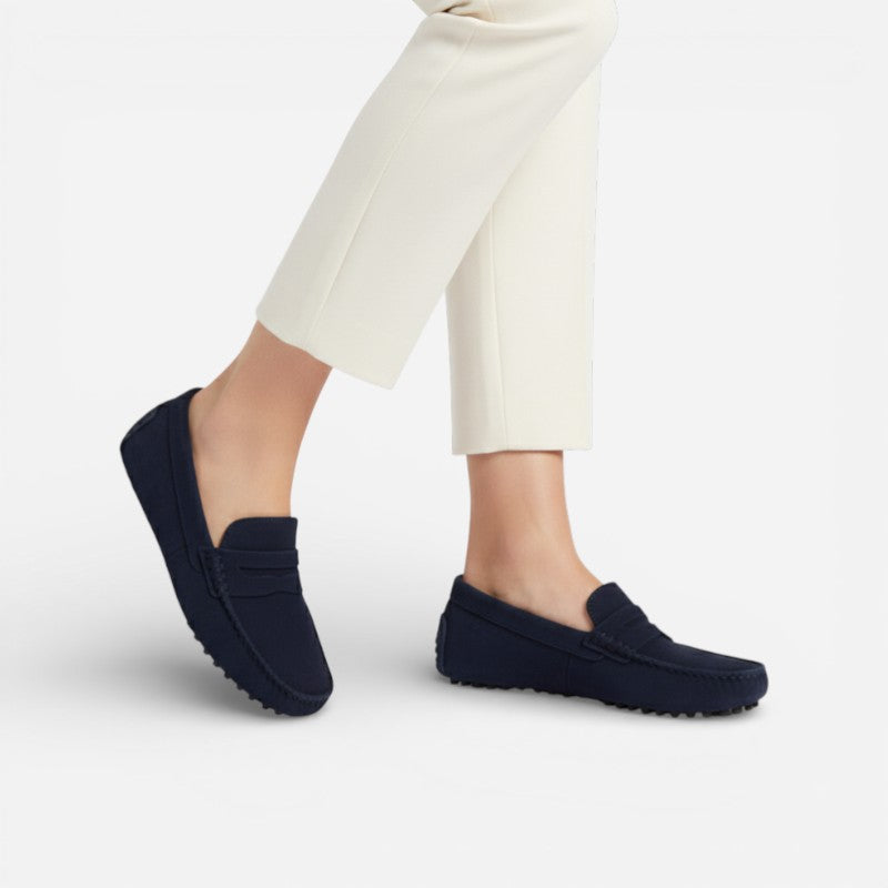 Mocassin En Daim Violet Pour Femme