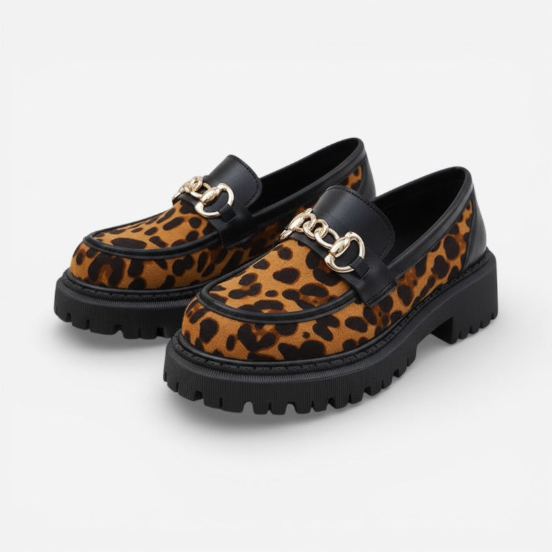 Mocassin Femme Léopard Compensé